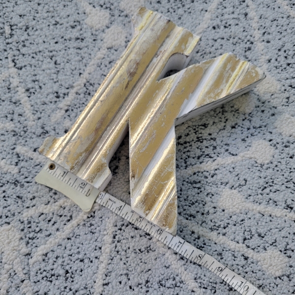 Farmhouse Rustic Gold & White Wooden K - Picture 9 of 10
